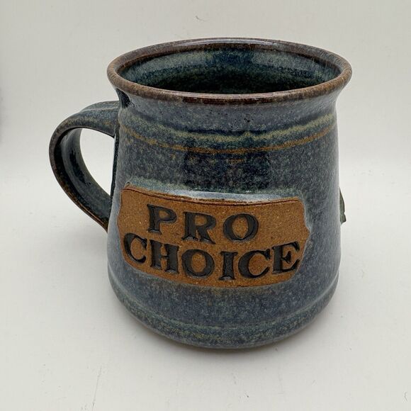 Evelyn LaMers Glazed Mug Pro Choice Liberty Studio Pottery Yellow Springs Ohio - Picture 2 of 7